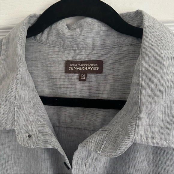 Size XXL Denver Hayes Comfort Stretch Chambray Grey Short Sleeve Dress Shirt - Picture 5 of 6